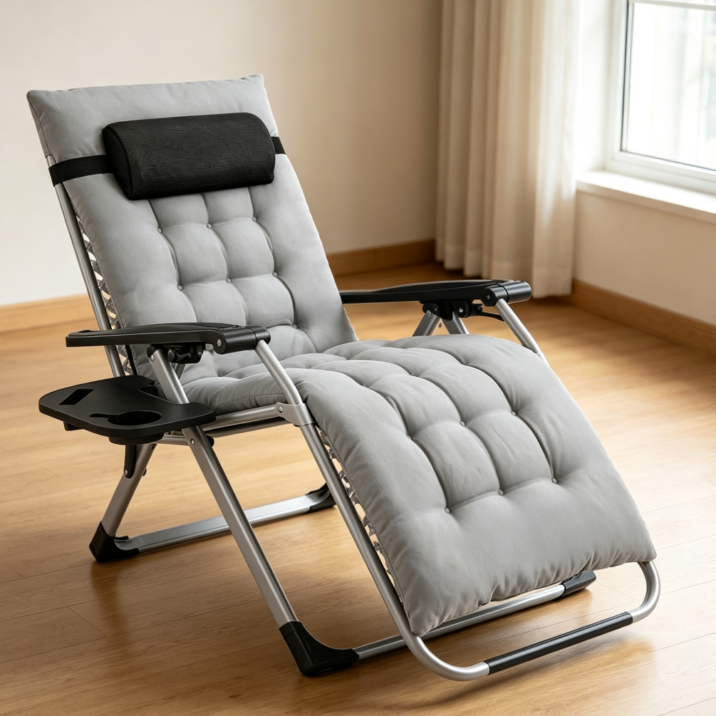 Folding Zero Gravity Patio Recliner with Cup Holder Trays