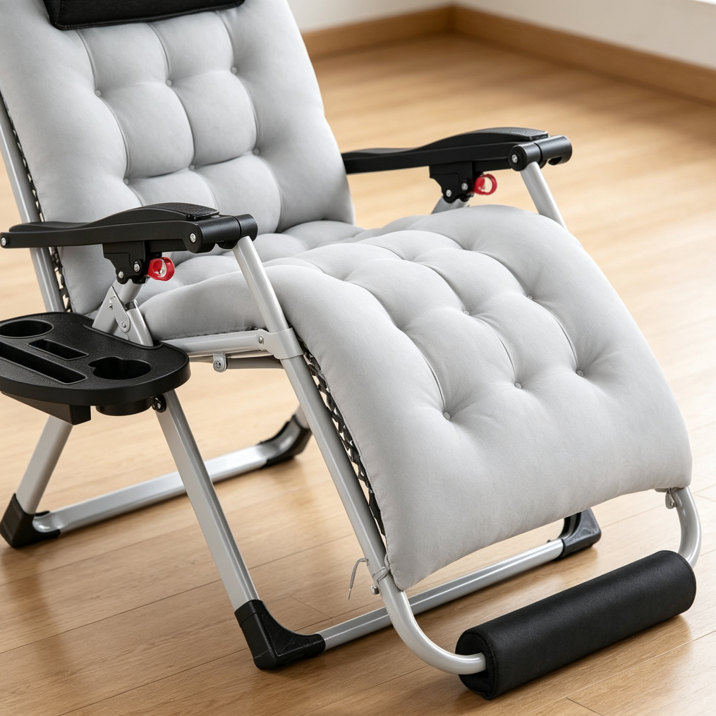 Gray 26" Zero Gravity Chair with Removable Cushion - Image 2
