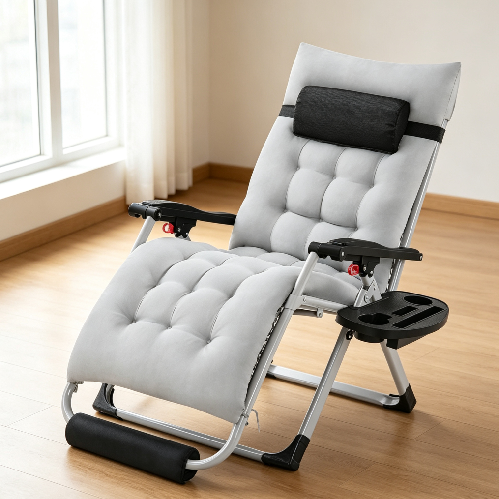 Gray 26" Zero Gravity Chair with Removable Cushion