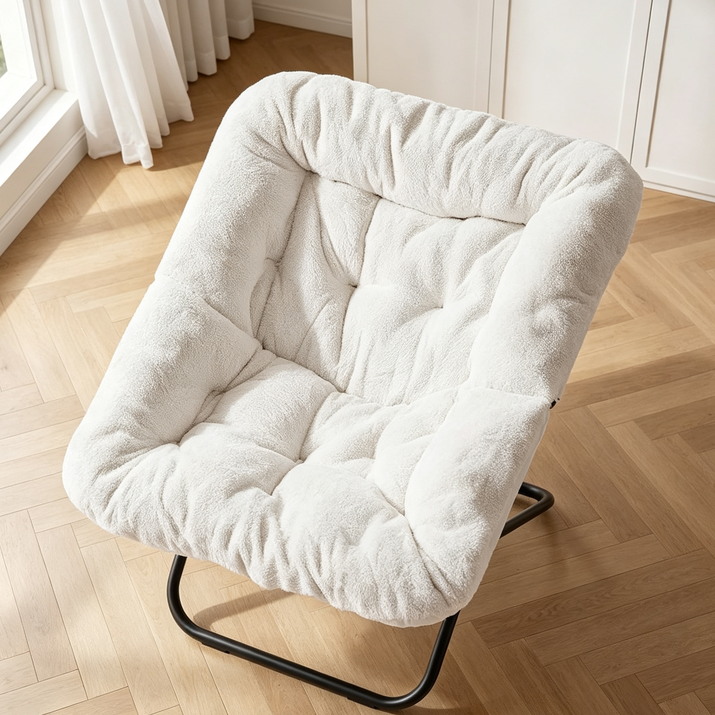 White Folding Saucer Reading Lounge Chair - Image 2