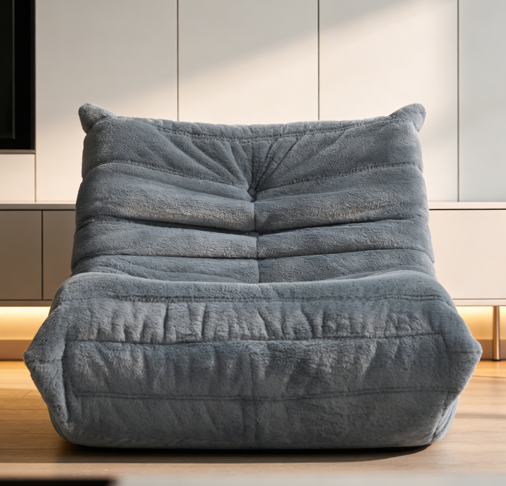 Grey Velvet Sofa-Style Mini Beanbag Chair - Image 2