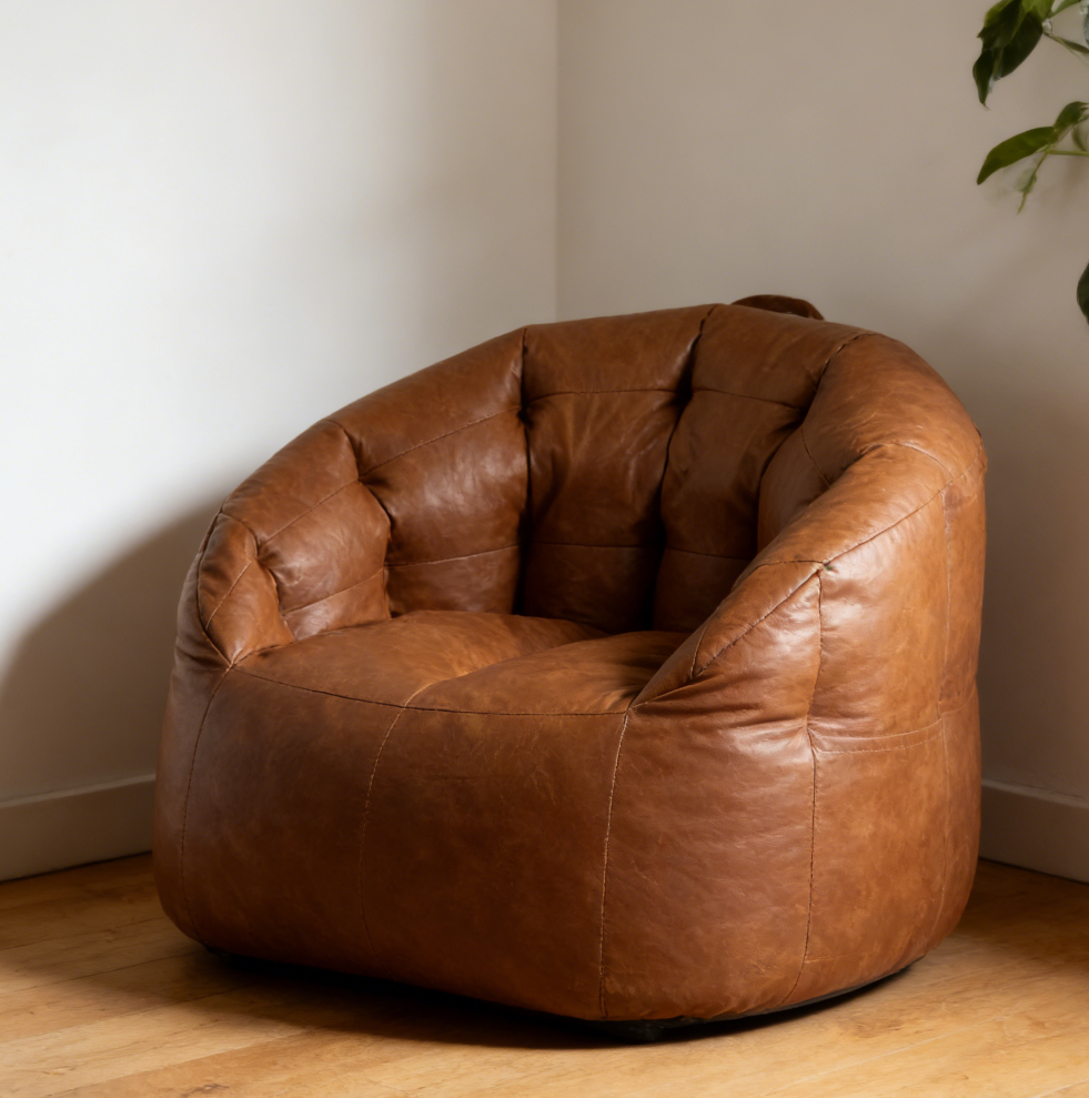 Genuine Leather Mini Beanbag Chair