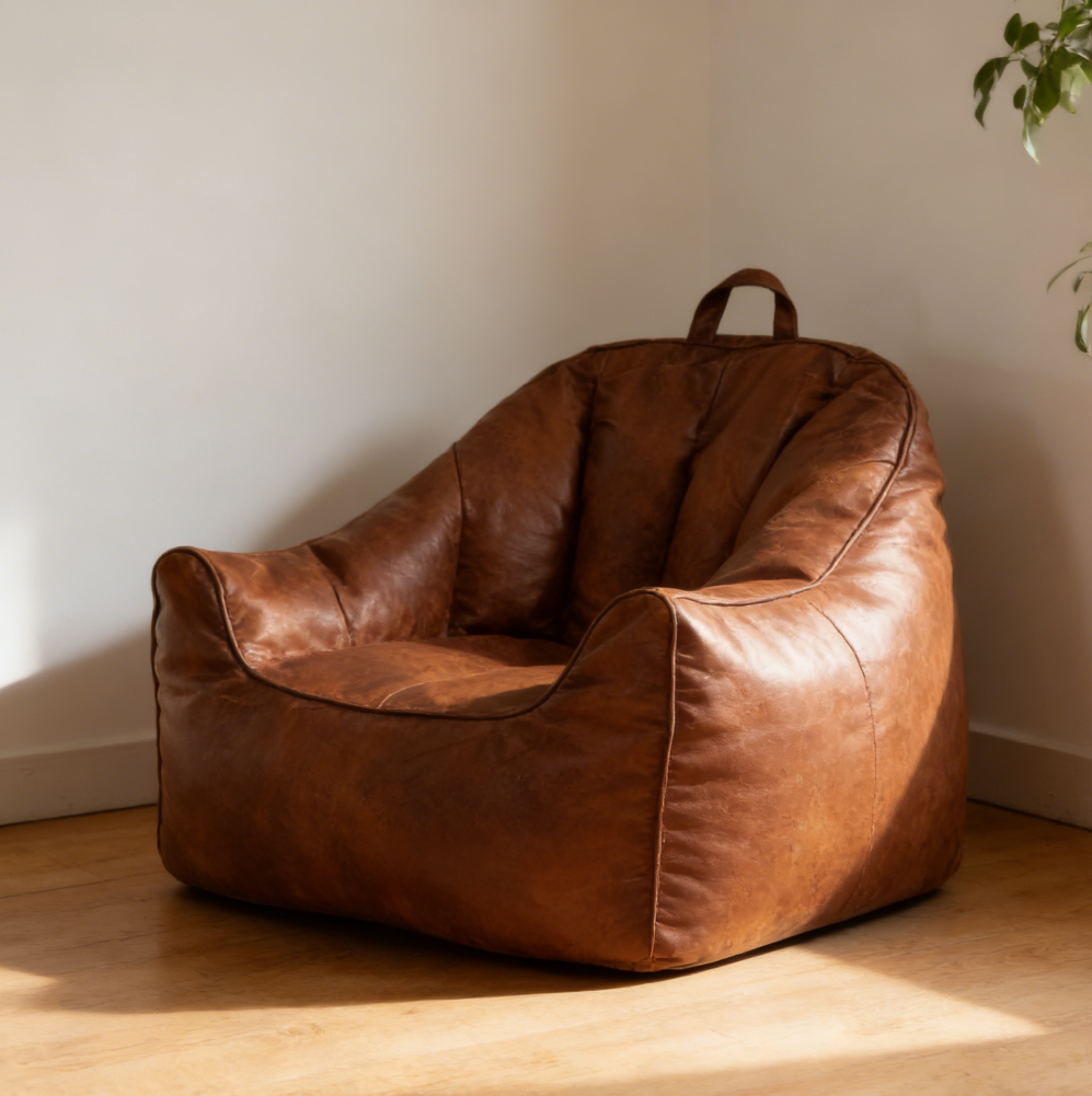 Tan Faux Suede Mini Beanbag Chair