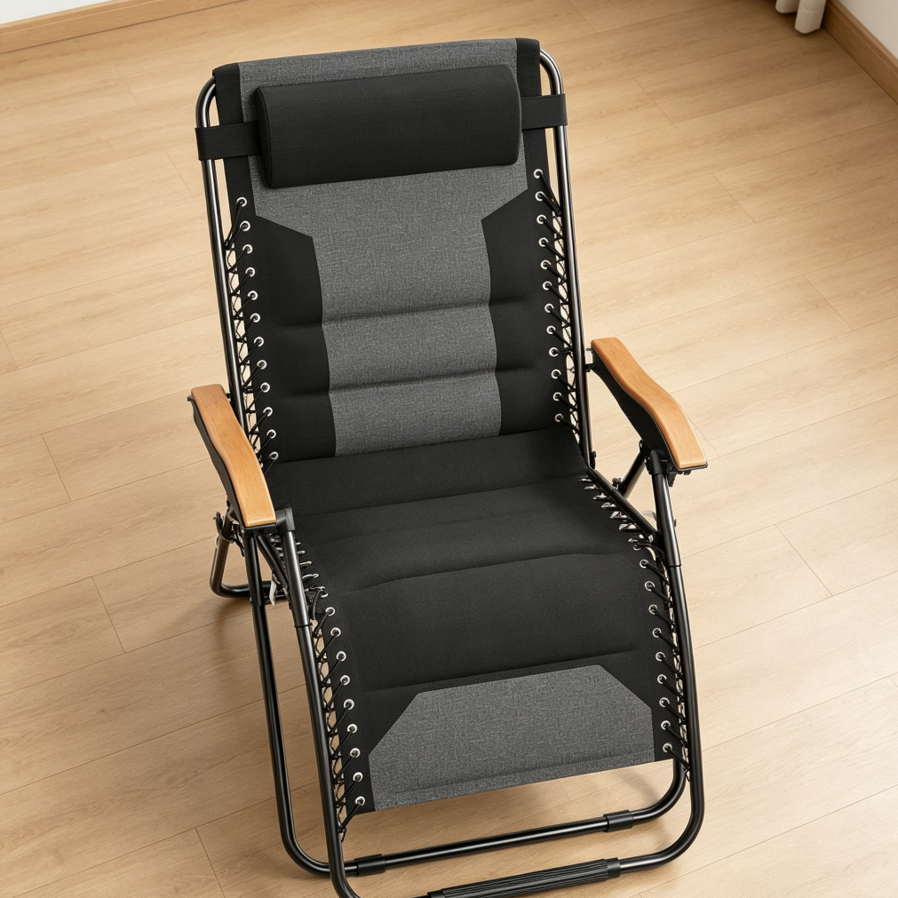 Black XXL Zero Gravity Patio Recliner 30" 400lbs