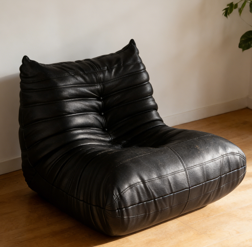 Black Foam-Filled Mini Beanbag Chair - Image 2