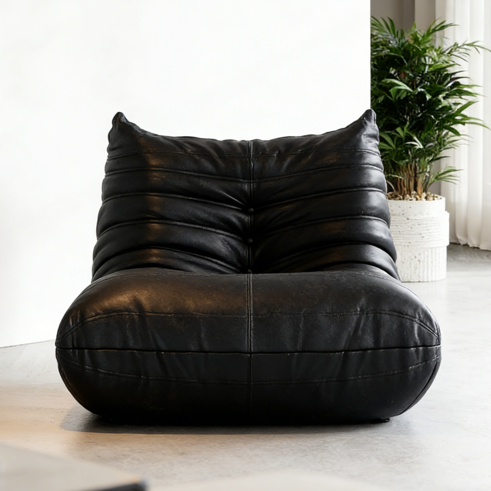 Black Foam-Filled Mini Beanbag Chair