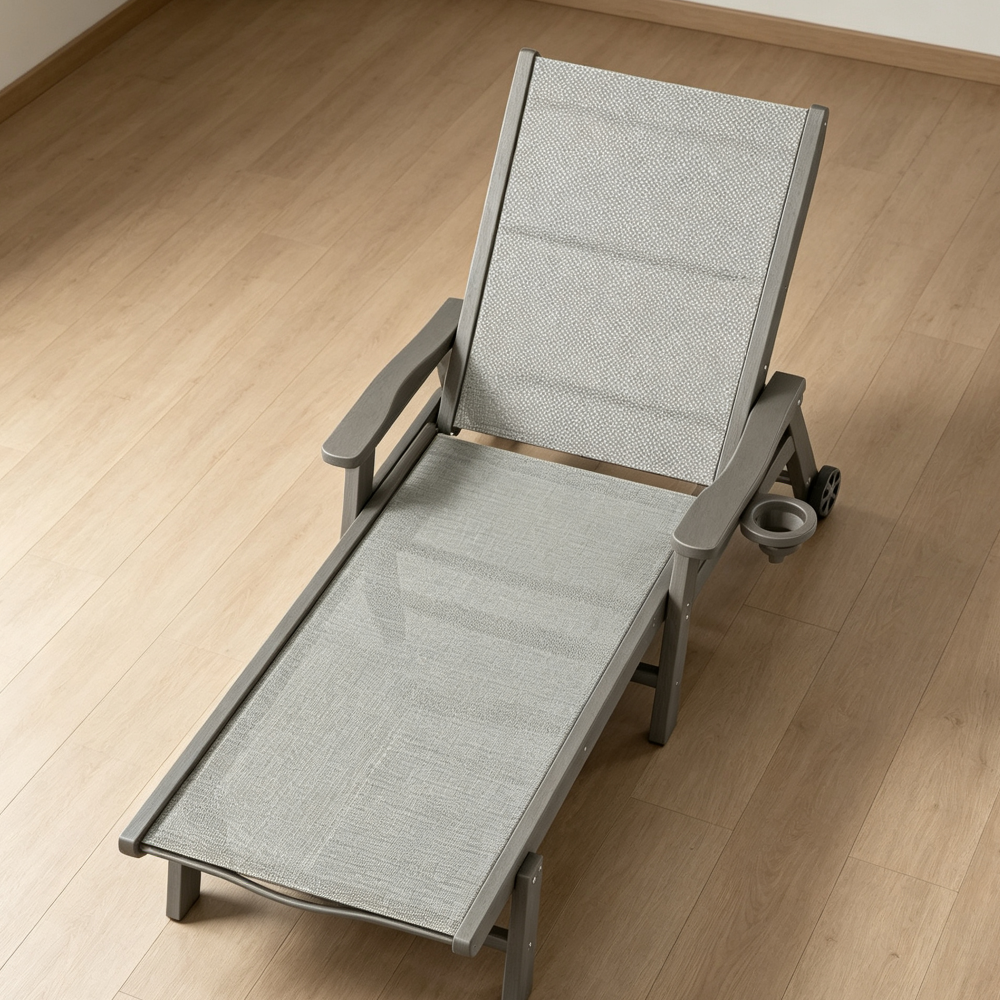 HDPE Chaise Lounge Chair with Wheels - Image 2
