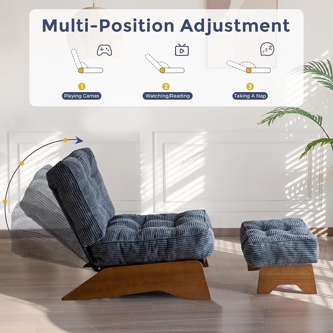 Accent Chair with Ottoman & Adjustable Backrest - Image 2