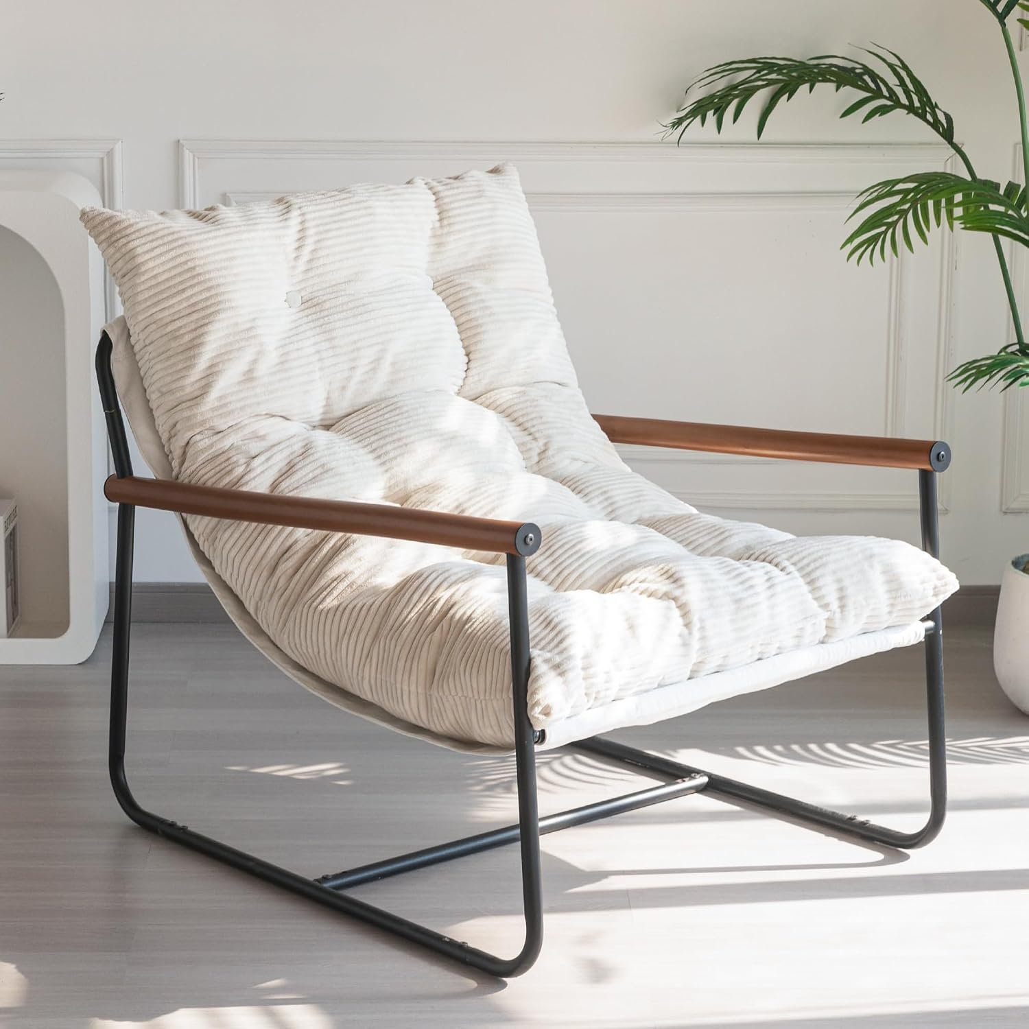 Modern Comfy Accent Chair with Metal Frame