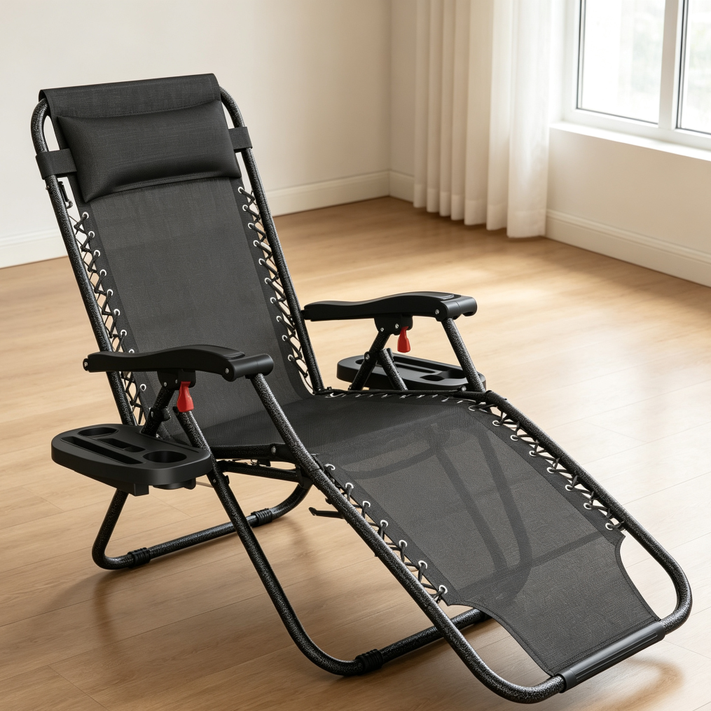 Black 26" Zero Gravity Recliners Set of 2 - Image 2
