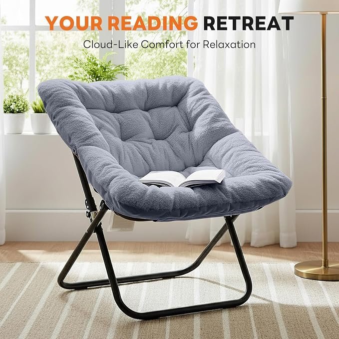 XL Faux Fur Foldable Lounge Chair - Image 2